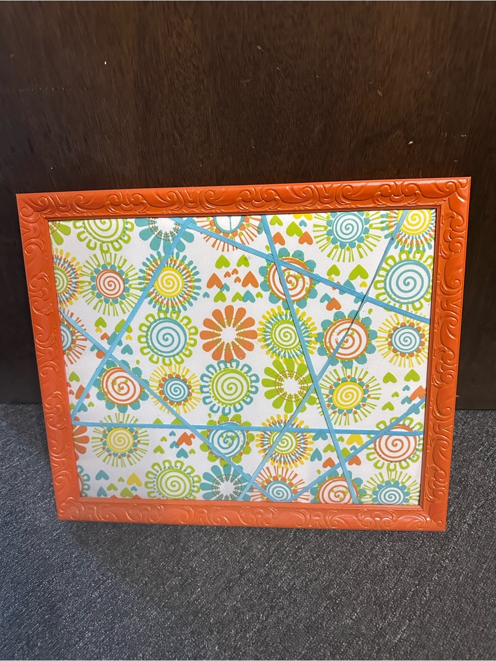 Orange Framed Floral Pinboard by